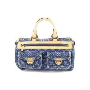 Louis Vuitton Monogram Denim Neo Speedy Hand Bag Canvas Leather Blue